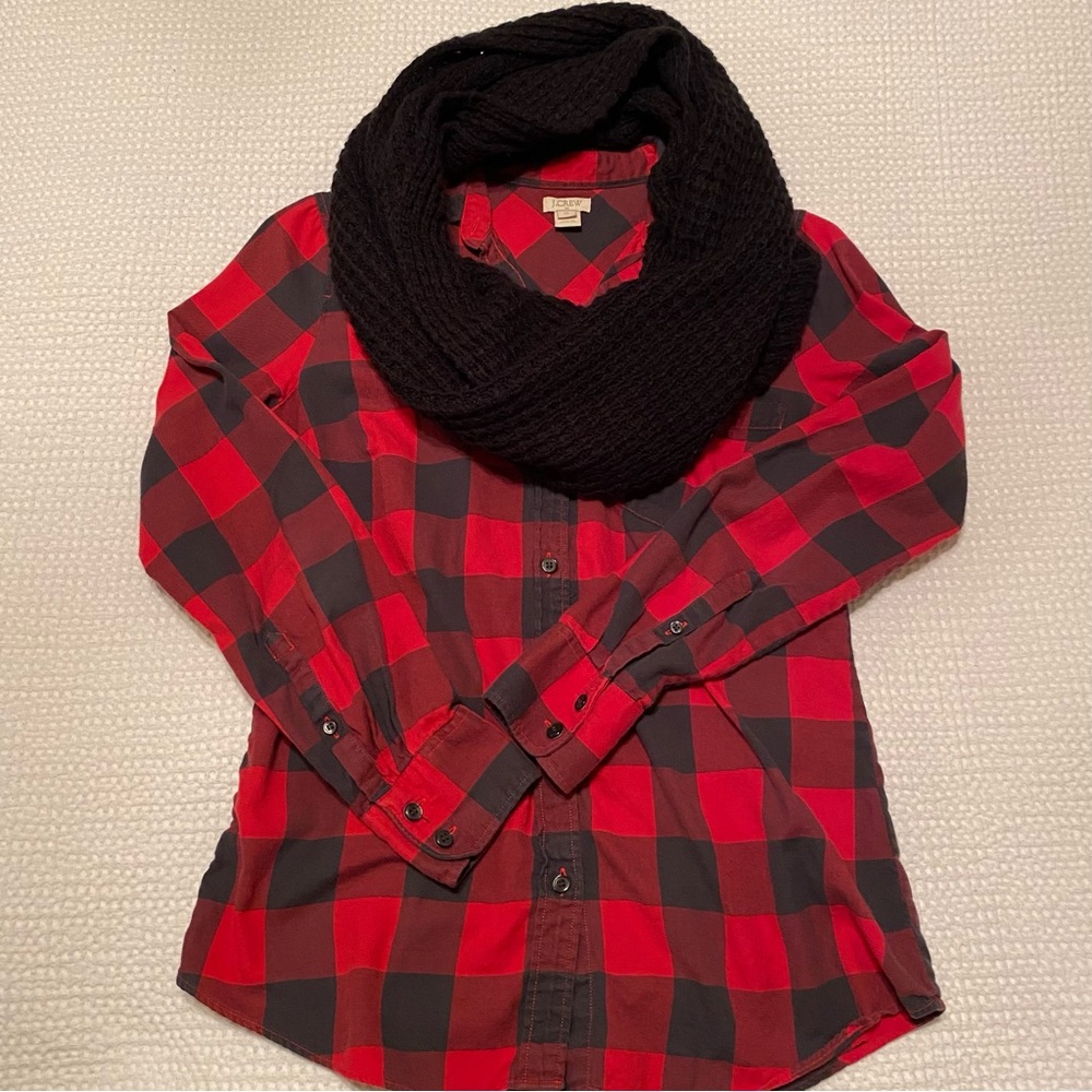 J. Crew | red and black plaid button down